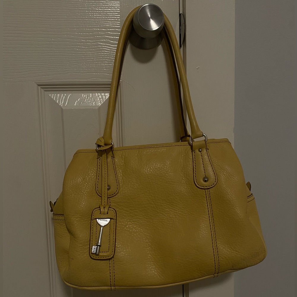 Fossil Yellow Leather Shoulder Bag
